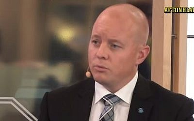 Björn Söder, party secretary of the far-right Sweden Democrats party (Photo credit: Youtube screen capture) Björn Söder, party secretary of the far-right Sweden Democrats party (Photo credit: Youtube screen capture)