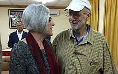 This photo courtesy of the office of US Senator Jeff Flake's (R-AZ) Twitter account, shows Alan Gross and his wife, Judy, before departing from Cuba on December 17, 2014. (photo credit: AFP/Jeff Flake/Handout)