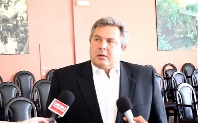 Greek politician Panos Kammenos (photo credit: YouTube screenshot) Greek politician Panos Kammenos (photo credit: YouTube screenshot)