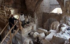 The unique palace entry complex discovered at Herodian Hilltop Palace by Hebrew University archaeologists. (Photo credit: The Herodium Expedition at the Hebrew University of Jerusalem)