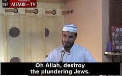 A sermon given by Sheik Saleheoldine El Moussaoui of Azuqueca De Henares, near Madrid, posted online in August 2014, has since been removed. (Photo credit: MEMRI TV screenshot)