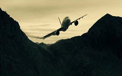 A computer-generated image of a commercial airliner crashing into the ground. The video was produced by al-Qaeda affiliates in support of the December 2014 issue of Inspire magazine, a jihadist publication that promotes international terrorism. (screen capture: YouTube)