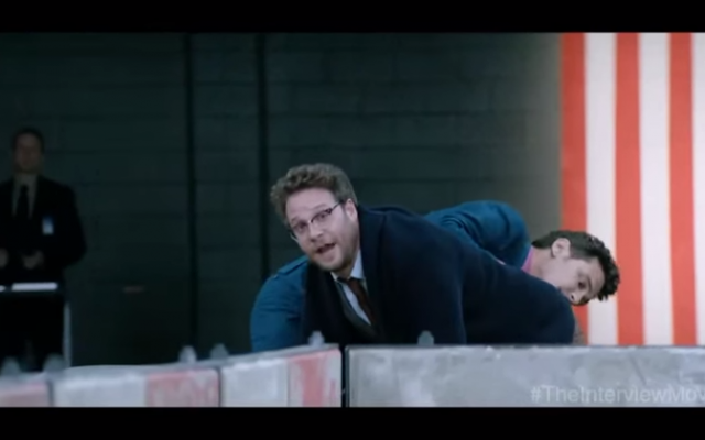 A screen grab from the trailer of The Interview, a comedy starring Seth Rogen and James Franco. (screen capture: YouTube) A screen grab from the trailer of The Interview, a comedy starring Seth Rogen and James Franco. (screen capture: YouTube)