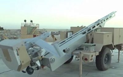 An illustrative image of a US ScanEagle drone, which is believed to be the basis of the new Iranian suicide drone tested during a drill on December 27, 2014. (Photo credit: Screenshot/YouTube)
