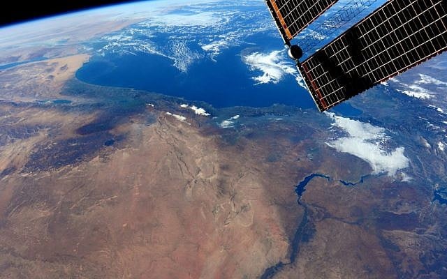 Israel from space, as seen in a series of photos taken by astronaut Barry Wilmore at the International Space Station on December 25, 2014 (photo credit: NASA)