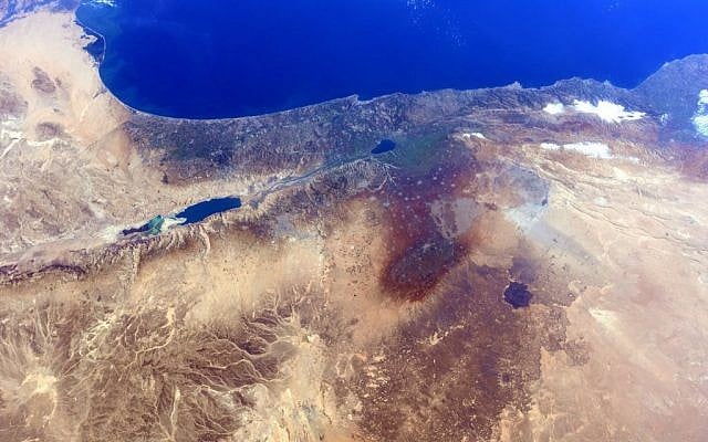Israel from space, as seen in a series of photos taken by astronaut Barry Wilmore at the International Space Station on December 25, 2014 (photo credit: NASA)