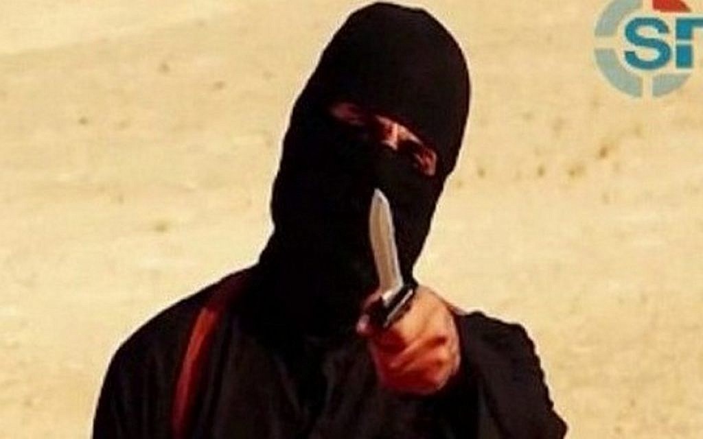 An image grab taken from a video released by the Islamic State (IS) and identified by private terrorism monitor SITE Intelligence Group on September 2, 2014 purportedly shows a masked militant holding a knife and gesturing as he speaks to the camera in a desert landscape before beheading 31-year-old US freelance writer Steven Sotloff. (AFP PHOTO/SITE Intelligence Group/HO) An image grab taken from a video released by the Islamic State (IS) and identified by private terrorism monitor SITE Intelligence Group on September 2, 2014 purportedly shows a masked militant holding a knife and gesturing as he speaks to the camera in a desert landscape before beheading 31-year-old US freelance writer Steven Sotloff. (AFP PHOTO/SITE Intelligence Group/HO)