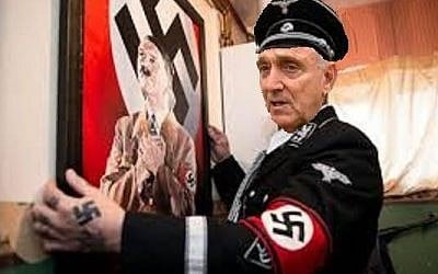 Public Security Minister Yitzhak Aharonovitch depicted as a Nazi. (photo credit: Facebook screen capture)