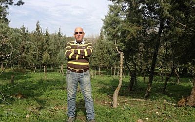 Yossi Jaeger, the Jewish farmer who grows some of Israel's Christmas trees (photo credit: Jessica Steinberg/Times of Israel)