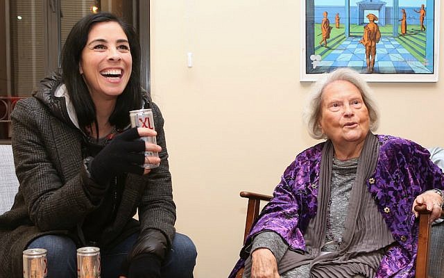 Sarah Silverman with Jerusalem Cinematheque founder Lia van Leer, September 18, 2014. (photo credit: Nir Shaanani) Sarah Silverman with Jerusalem Cinematheque founder Lia van Leer, September 18, 2014. (photo credit: Nir Shaanani)