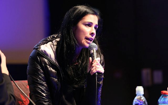 Sarah Silverman speaks to the audience at the Jerusalem Jewish Film Festival, December 18, 2014. (photo credit: Nir Shaanani)