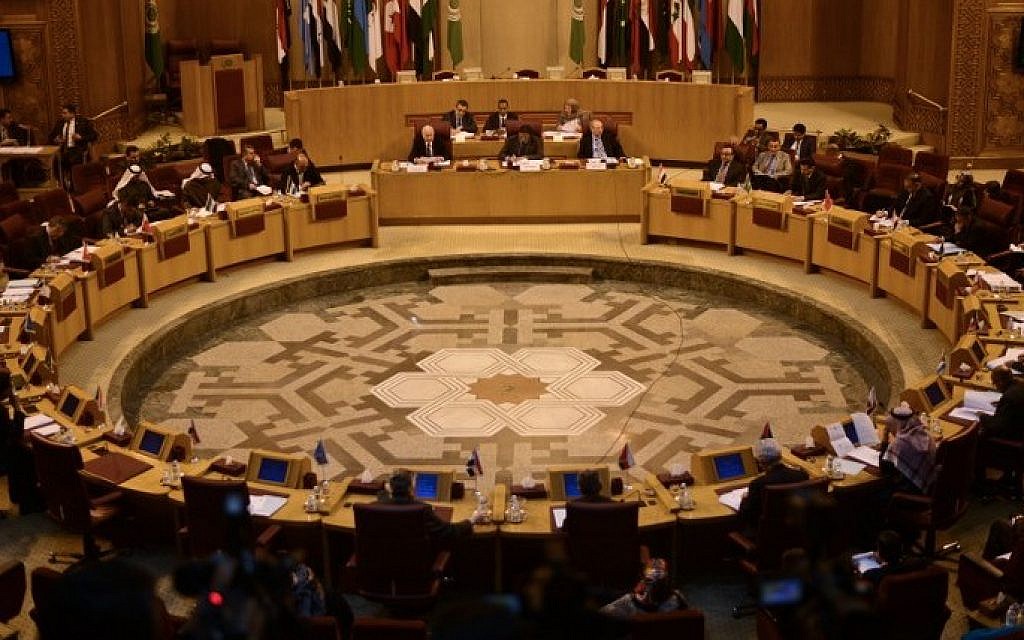 Arab League diplomats attend a meeting at the league's headquarters in Cairo on January 5, 2015. (AFP/Mohamed el-Shahed/File)