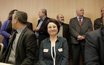 Arab-Israeli Knesset members and candidates announce a unity deal at a press conference on January 23, 2015 in the northern city of Nazareth (photo credit: AFP/AHMAD GHARABLI)