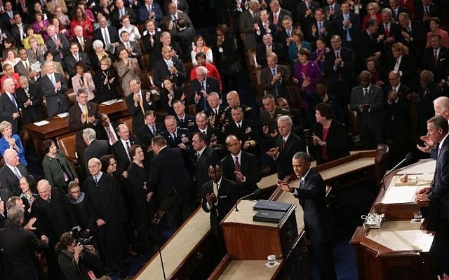 Members of Congress listen to US President Barack Obama deliver his State of the Union address in the House chamber of the US Capitol in Washington, DC, January 20, 2015. (AFP/Alex Wong) Members of Congress listen to US President Barack Obama deliver his State of the Union address in the House chamber of the US Capitol in Washington, DC, January 20, 2015. (AFP/Alex Wong)