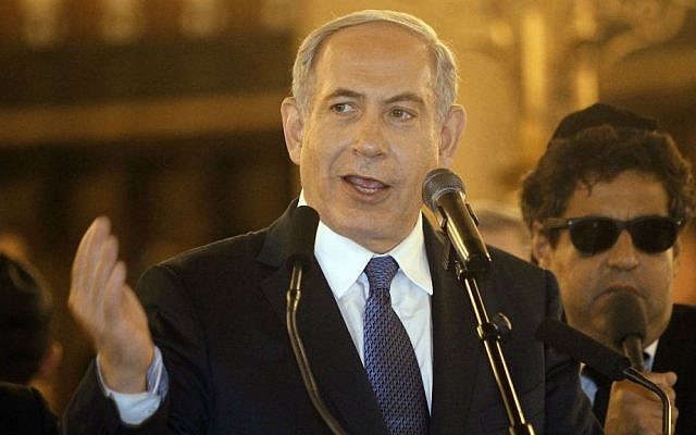 Israeli Prime Minister Benjamin Netanyahu, January 11, 2015 (photo credit: AP/Matthieu Alexandre)