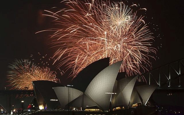Illustrative: Fireworks explode over the Opera House and the Harbour Bridge during New Years Eve celebrations in Sydney, Australia, Wednesday, Dec. 31, 2014. (Photo credit: AP/Rob Griffith) Illustrative: Fireworks explode over the Opera House and the Harbour Bridge during New Years Eve celebrations in Sydney, Australia, Wednesday, Dec. 31, 2014. (Photo credit: AP/Rob Griffith)