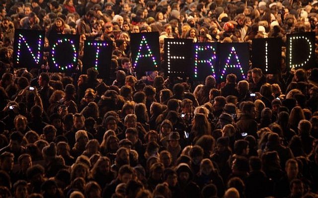 People gather in solidarity of the victims of a terror attack against a satirical newspaper, in Paris, Wednesday, Jan. 7, 2015. (Photo credit: AP/Thibault Camus) People gather in solidarity of the victims of a terror attack against a satirical newspaper, in Paris, Wednesday, Jan. 7, 2015. (Photo credit: AP/Thibault Camus)