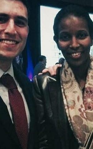 Daniel Mael with Ayaan Hirsi Ali, whom he got to know while trying to have her honorary Brandeis degree reinstated. (courtesy)
