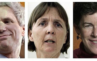  This panel of file photos shows attorneys David Bruck, left, July Clarke, center, and Miriam Conrad, right, who are the defense team for Boston Marathon bombing suspect Dzhokhar Tsarnaev. Jury selection for Tsarnaev's trial is scheduled to begin Monday, Jan. 5, 2015, in federal court in Boston. (Photo credit: AP/File)