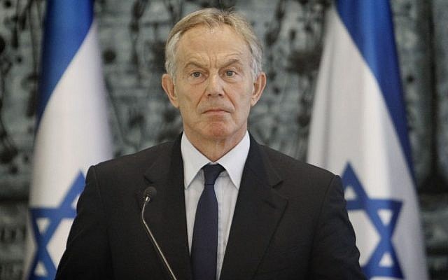 Former British prime minister Tony Blair in Jerusalem, July 15, 2014. (photo credit: Miriam Alster/Flash90)