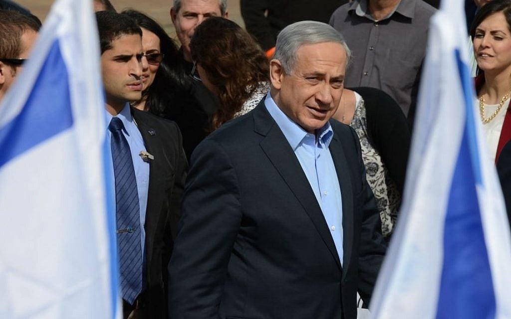 Prime Minister Benjamin Netanyahu seen at a cornerstone laying ceremony for a new neighborhood in the southern Israeli town of Sderot. January 28, 2015. (Photo credit: Kobi Gideon / GPO) Prime Minister Benjamin Netanyahu seen at a cornerstone laying ceremony for a new neighborhood in the southern Israeli town of Sderot. January 28, 2015. (Photo credit: Kobi Gideon / GPO)