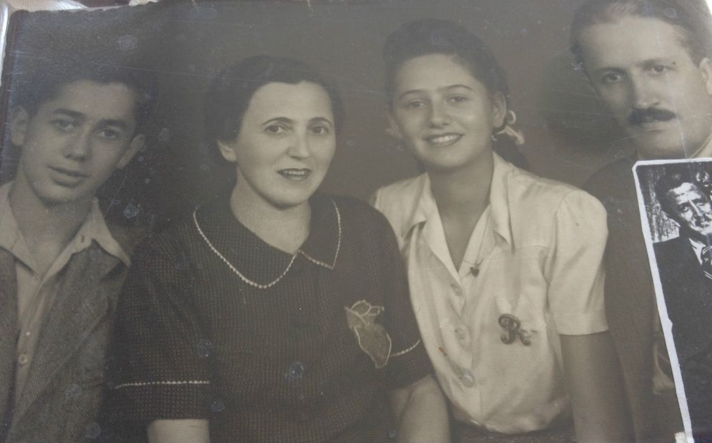 Holocaust survivor Renee Gancz's family prior to their deportation to Auschwitz. From left: brother Nikolai, mother Bella, Renee, and father Laslo. (courtesy)