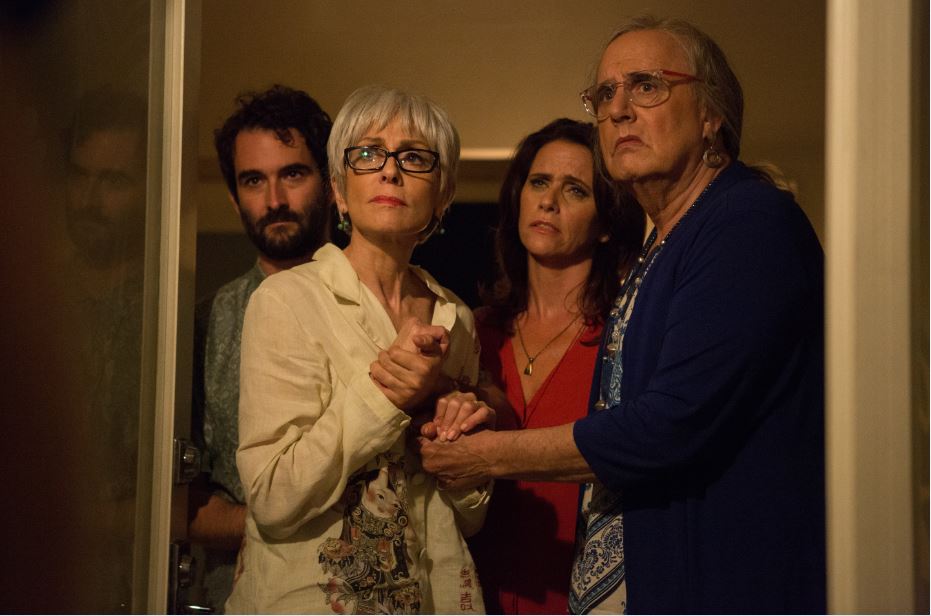 Josh, Shelly, Sarah and Maura (formerly Mort) mourn the death of Shelly's second husband in 'Transparent.' (courtesy Amazon Studios)