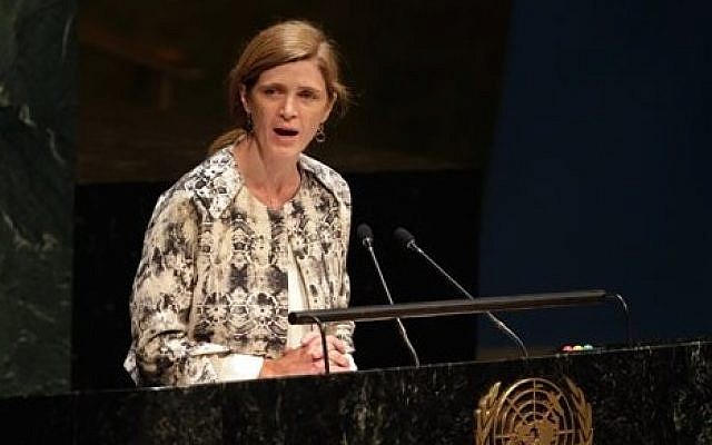 US Ambassador Samantha Power addresses the United Nations General Assembly, Thursday, Jan. 22, 2015. (AP/Richard Drew) US Ambassador Samantha Power addresses the United Nations General Assembly, Thursday, Jan. 22, 2015. (AP/Richard Drew)