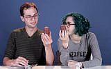 American taste testers examine Israeli Crembo treats. (YouTube screenshot)