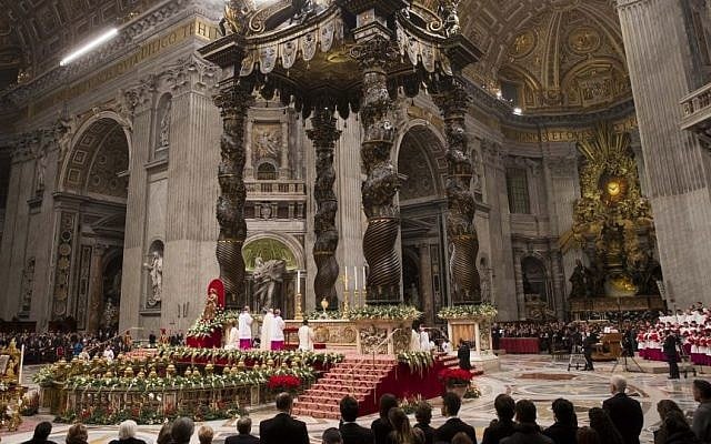 Pope Francis celebrates a new year's eve vespers Mass in St. Peter's Basilica at the Vatican, Wednesday, Dec. 31, 2014. (Photo credit:AP/Andrew Medichini)