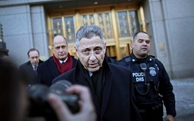 New York State Assembly Speaker Sheldon Silver outside federal courthouse after his arraignment on bribery and corruption charges, Jan. 22, 2015 (Photo credit: Yana Paskova/Getty Images/JTA)