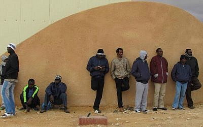 Detainees at the entrance to Holot. (photo credit: Nehama Shimnovic)