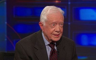 Former US president Jimmy Carter on Comedy Central’s The Daily Show, January 12, 2015. (screen capture: YouTube/Comedy Central)