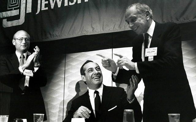 New York Governor Mario Cuomo, seated, was a featured speaker at the 57th General Assembly of the Council of Jewish Federations held in New Orleans, November, 1988. (photo credit: JTA/Robert A. Cumins) New York Governor Mario Cuomo, seated, was a featured speaker at the 57th General Assembly of the Council of Jewish Federations held in New Orleans, November, 1988. (photo credit: JTA/Robert A. Cumins)