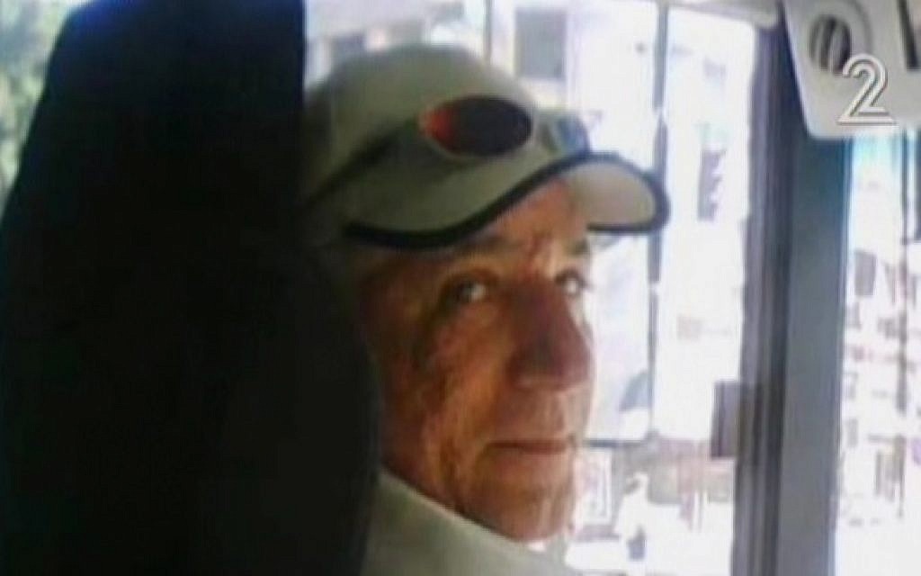 Bus driver Herzl Biton, who confronted a Palestinian stabber during an attack in Tel Aviv, Wednesday, January 21, 2015 (screen capture: Channel 2)