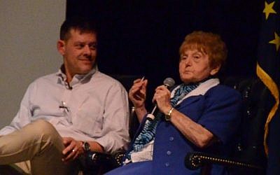 Rainer Höss with Eva Mozes Kor (Photo credit: YouTube screen capture)