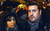 Joyce Halimi, left, and her husband Julien attending a vigil for victims of an attack on a kosher supermarket in Paris, Jan. 10, 2015. (Photo credit: JTA/Cnaan Liphshiz)