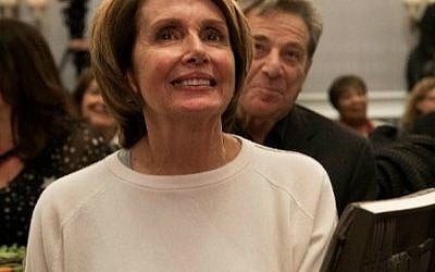 US House Minority Leader Nancy Pelosi, January 29, 2015 (photo credit: AFP PHOTO/NICHOLAS KAMM)