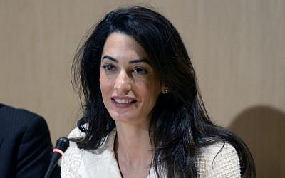 British-Lebanese lawyer Amal Alamuddin at a press conference in Greece in October 2014. (Photo credit: Amal Alamuddin image via Shutterstock)