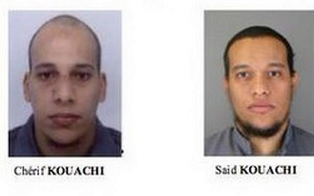 Cherif and Said Kouachi, two of three suspects in the deadly Paris attack on the Charlie Hebdo offices that killed 12 people on Wednesday January 7, 2015. (Screenshot/French police) Cherif and Said Kouachi, two of three suspects in the deadly Paris attack on the Charlie Hebdo offices that killed 12 people on Wednesday January 7, 2015. (Screenshot/French police)