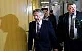Film director Roman Polanski, accompanied by his lawyers, arrives for a hearing in Krakow on February 25, 2015. (Janek Skarzynski/AFP)