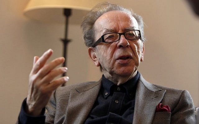 Albanian novelist Ismail Kadare gestures during an interview with AFP on February 8, 2015 in Jerusalem. (photo credit: AFP/ Gali Tibbon) Albanian novelist Ismail Kadare gestures during an interview with AFP on February 8, 2015 in Jerusalem. (photo credit: AFP/ Gali Tibbon)