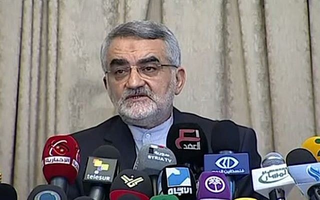 Chairman of the Iranian Parliament's Foreign Policy and National Security Committee Alaeddin Boroujerdi  (screen capture:YouTube/PressTVvideos)