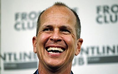 Freed Al Jazeera journalist Peter Greste smiles as he answers a question during an event in central London, Thursday, February 19, 2015. (photo credit: AP/Lefteris Pitarakis) 