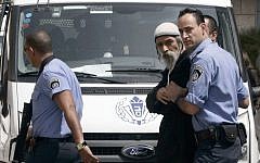 Ofer Gamliel, sentenced to 15 years in prison for his involvement in a Jewish militant underground, arrives at Hadassah hospital in Jerusalem to visit his son who was injured in a terror attack, April 3, 2009. (photo credit Uri Lenz/ FLASH90)