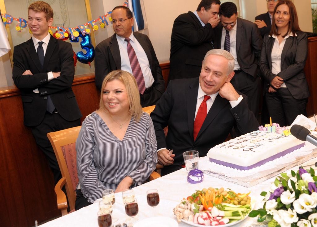 Prime Minister Benjamin Netanyahu and his wife Sara celebrate a birthday at the Prime Minister's Office in Jerusalem on October 21, 2012. (Avi Ohayon/GPO/Flash90) Prime Minister Benjamin Netanyahu and his wife Sara celebrate a birthday at the Prime Minister's Office in Jerusalem on October 21, 2012. (Avi Ohayon/GPO/Flash90)