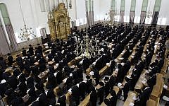 Ultra-Orthodox Jewish men study at the Ponevezh Yeshiva in Bnei Brak on May 11, 2010 (Yaakov Naumi/Flash90)