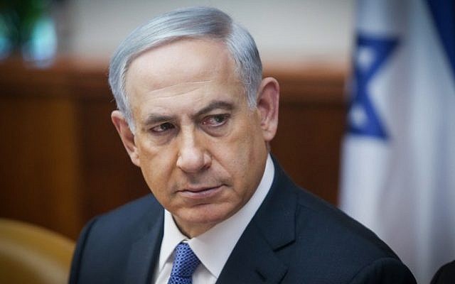 Prime Minister Benjamin Netanyahu, February 1, 2015 (photo credit: Alex Kolomoisky, Pool)