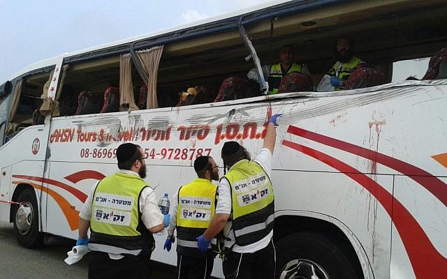 The scene of a deadly bus crash on February 3, 2015. (photo credit: Shalom Ben Tzur/Zaka) The scene of a deadly bus crash on February 3, 2015. (photo credit: Shalom Ben Tzur/Zaka)