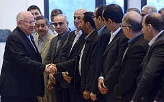 Israeli president Reuven Rivlin meets with Arab Israeli mayors at an event held at the president's residence in Jerusalem, February 2, 2015 (Mark Neyman/GPO)